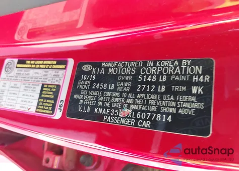 2020 Kia Stinger Gt из США, поврежденный, VIN KNAE35LCXL6077814